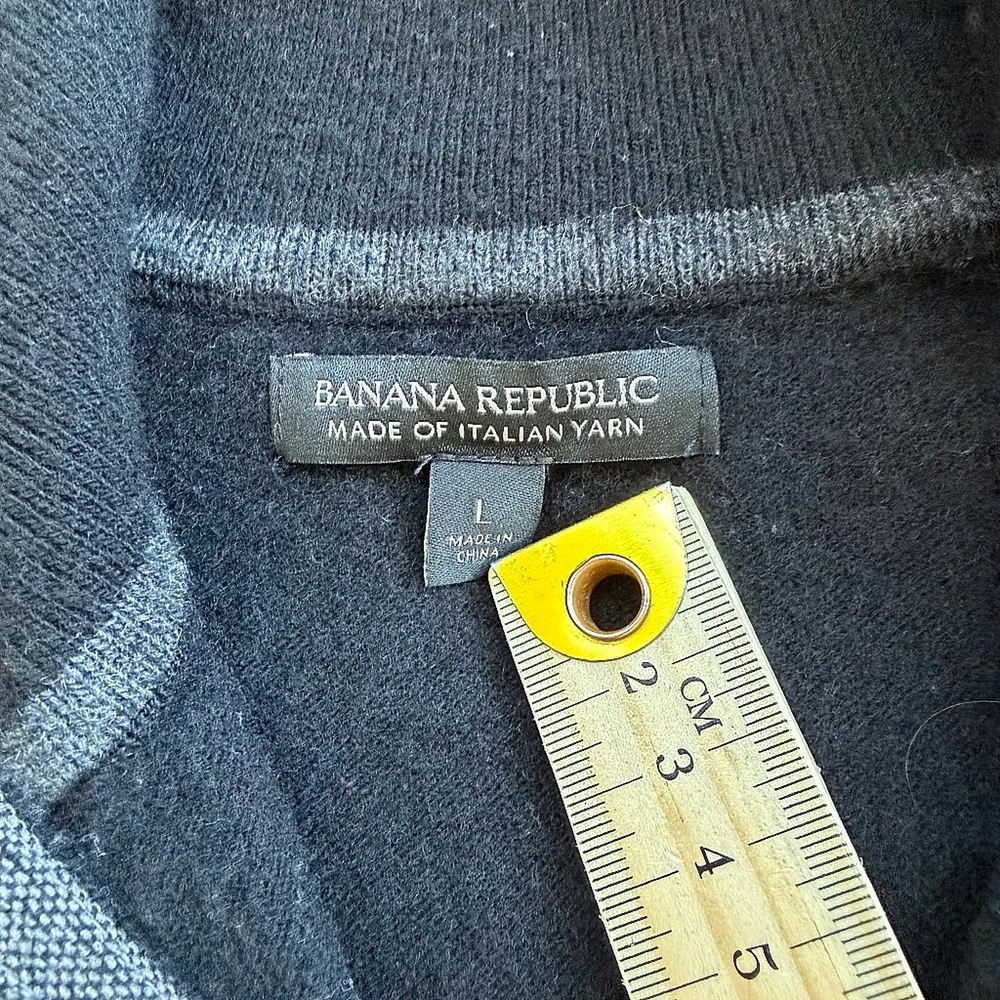 Banana Republic Men's Large Black Knit Pullover Sweater Italian Yarn
